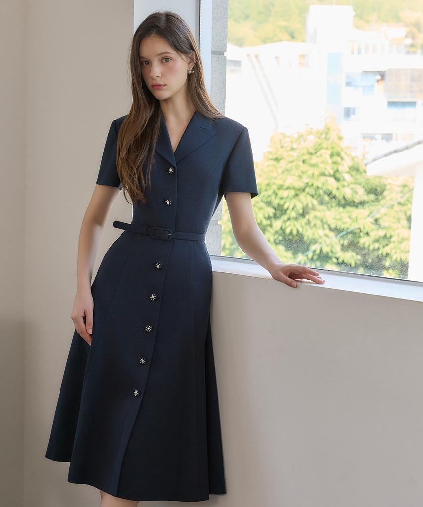 Julie And Kara 26Hs Love By You Jo Summer Tweed Dress Navy Wedding Guest Look Ceremony Look