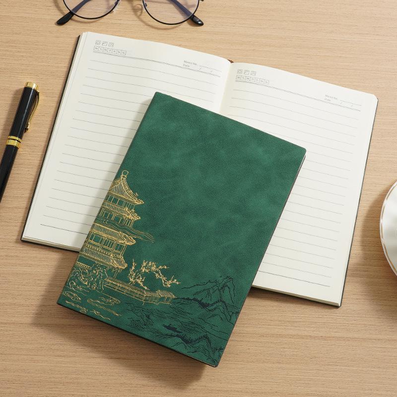 A5 Suede Leather Business Notebook, Custom Chinese-Style Diary with Logo Printing Options