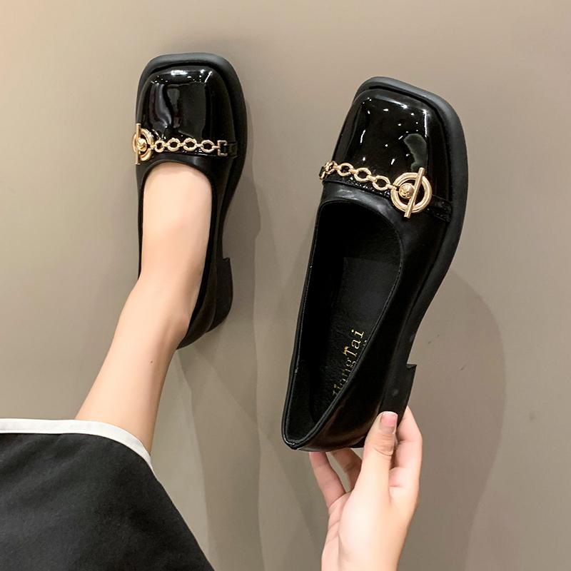 Fashion Shoes for Women 2024 Moccasins Square Toe Ladies Summer Footwear Black Low Heel Elegant Fashion on Sale Casual Chic Spring
