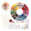 Portable Craft Set with 100 Thread Color Bamboos Hoop Knitting Tool for Travel and Home Craft Projects