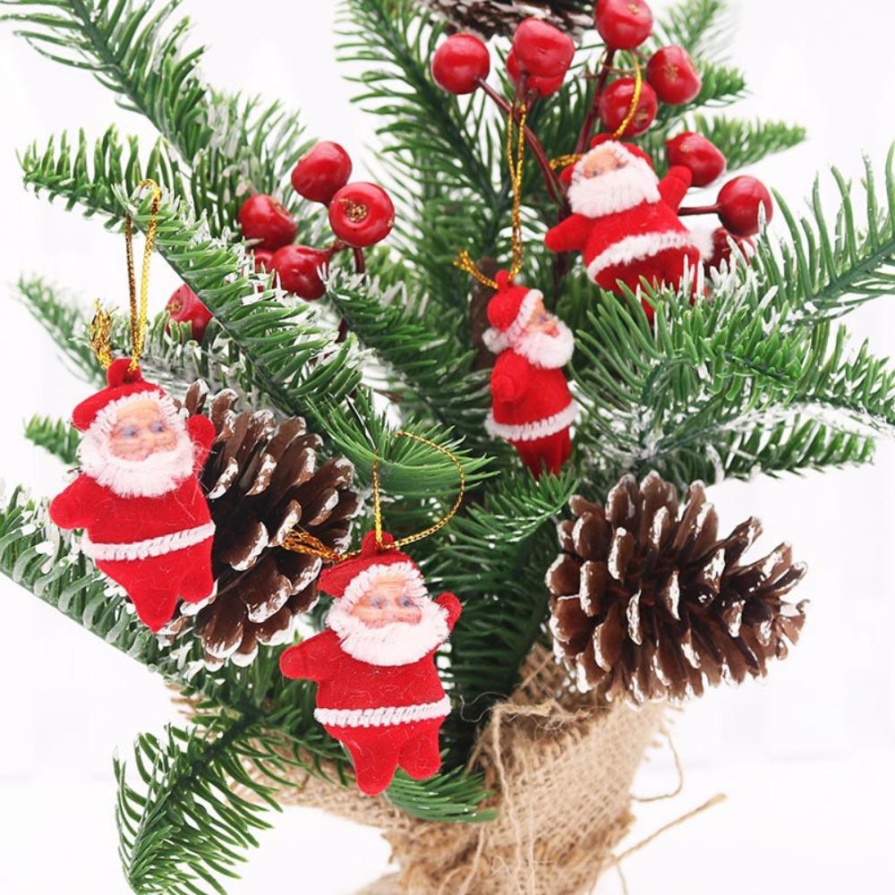 6Pcs Colored Mini Santa Claus Pendant Red Christmas Tree Pendant Xmas Tree Hanging  Holiday Party
