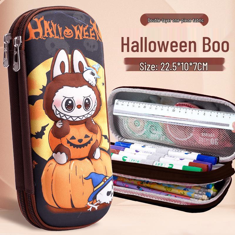 3D Cartoon Double-Layer Pencil Case for Kids - Large Capacity Zipper Bag for Boys and Girls