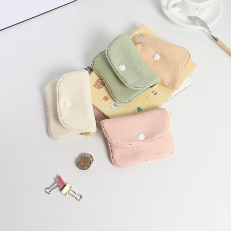 Portable Mini Cash Wallet Solid Color Cotton Cosmetic Bag Soft Lightweight Earphone Bag Women