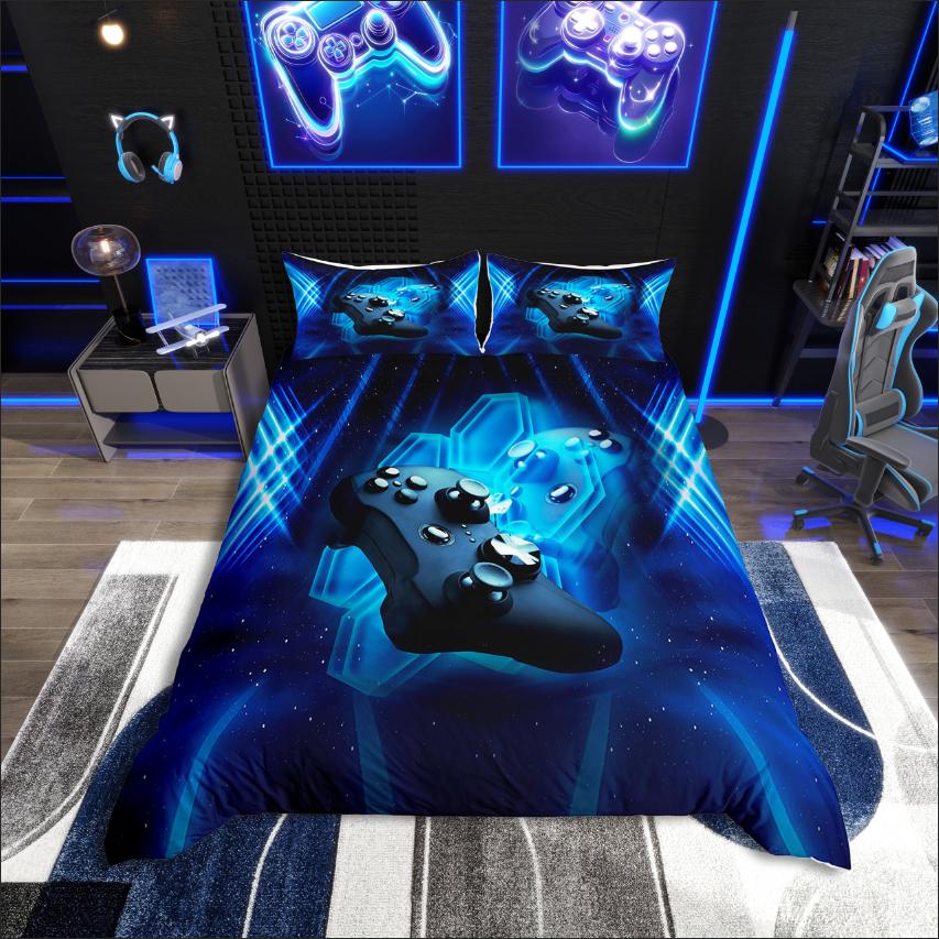 

Homewish Cartoon Game Console Duvet Cover Set for Boys,Gamer Gamepad Bedding Set,Cartoon Snowflake Reversible Decor DE XS 100x135cm 2pcs&set