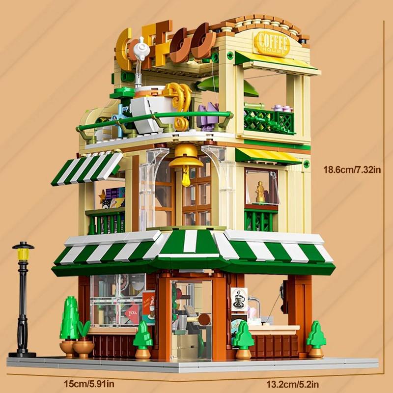 1003PCS Creative Expert Street View Garden Restaurant Building Blocks City Apartment Store Architecture Model Toy Gift for Girl No Box