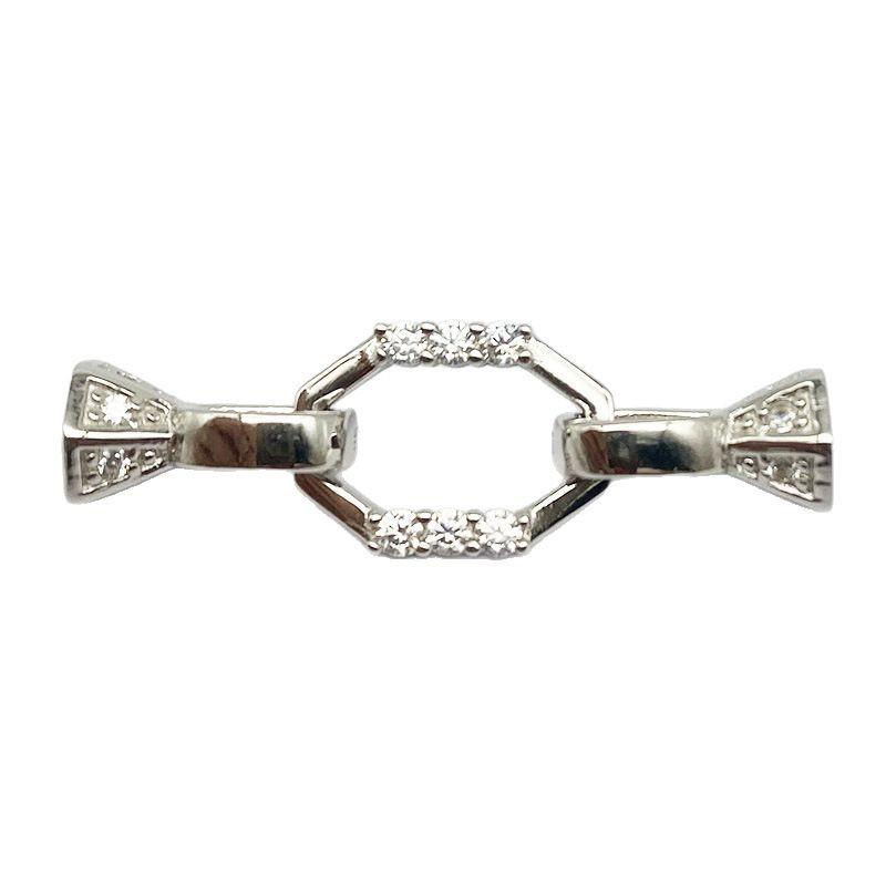 S925 Sterling Silver Pearl Necklace with Rhinestone Rhombus Clasp - DIY Beading Accessories