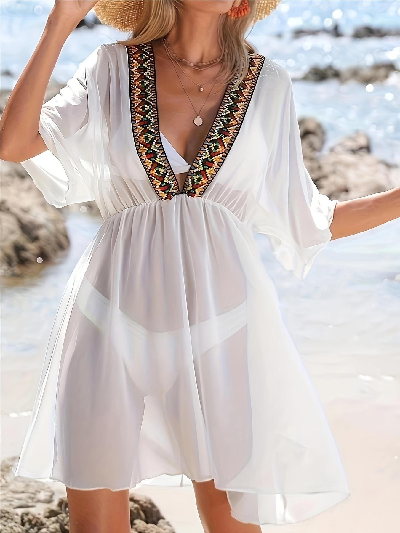 

Пляжная накидка из сетки большого размера: Сексуальный, Стройнящий, Дышащий, Солнцезащитный 5XL белый