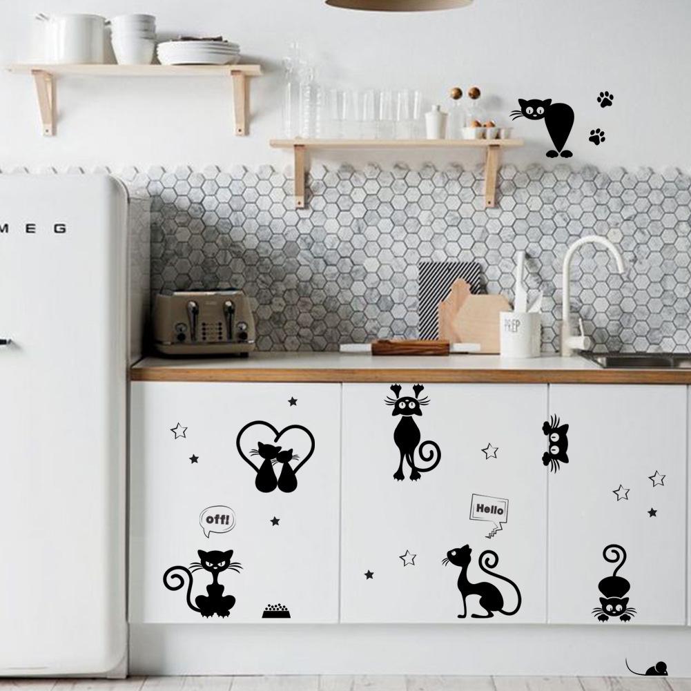 Black Little Mouse Star Wall Sticker Switch Sticker Children'S Room Preschool Education Decorative Wall Sticker, Large Quantity Can Be Negotiated