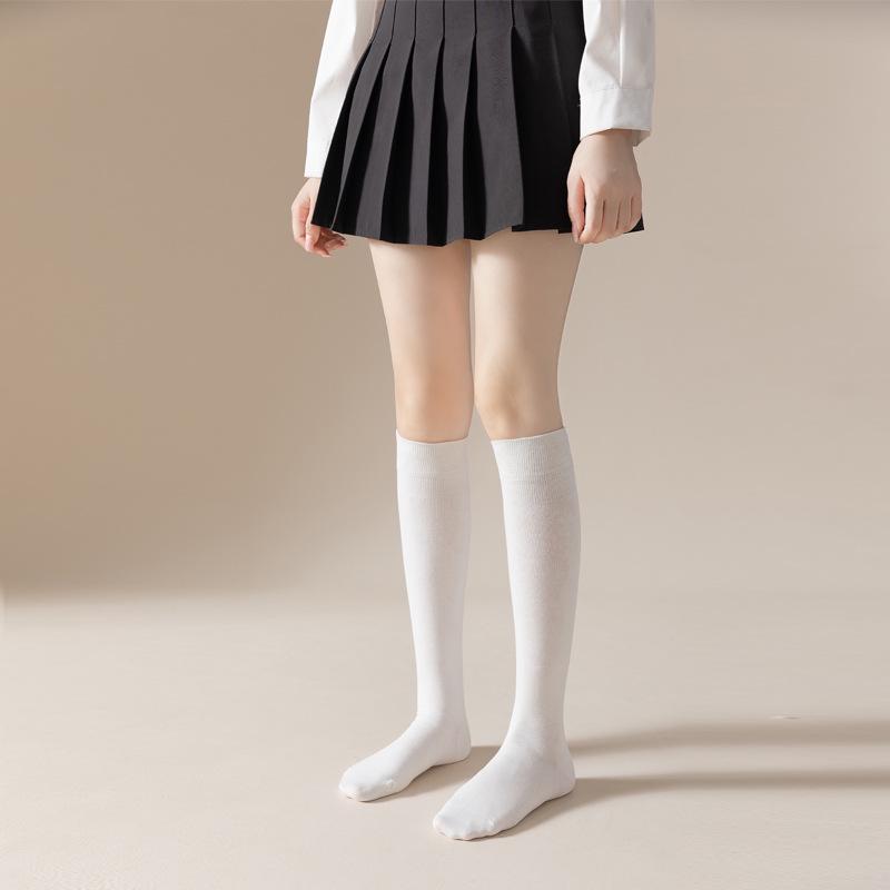 Women's Black Cotton Over-the-Knee Slimming Socks - Mid-Tube, Spring & Autumn Style JK Calf Socks