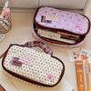 Vintage Polka Dot Pen Bag Made Of Polyester Fabric For School And Office Storage