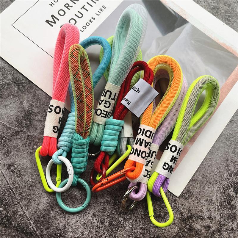 10PCS Luxury Braided Lanyard Fluorescent keychain Lanyard for keys Universal ornaments for bags rope pendant phone charm