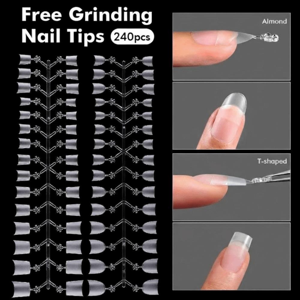 New Clear Matte Square Nail Tips Half Cover DIY False Nails Short Round Fake Nails for Profional Use In Nail Salons
