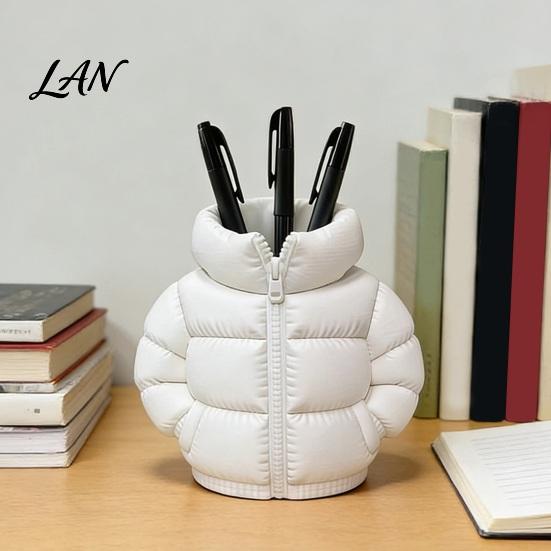 Classroom Supplies Organizer Pencil Holder, Creative Down Jacket Shape, Durable PETG Large Capacity Office Pen Cup, for And Makeup Brush Storage Cute