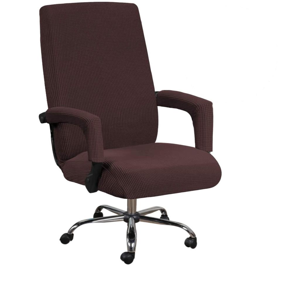 Office Chair Cover+Arm Cover Computer Seat Cover Stretch Rotating Chair Slipcover with Elastic Bottom Chair Protector for Rotating Boss Chair