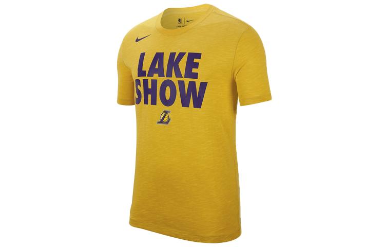 Nike T Shirts Men s Yellow Crew Neck Moderate Straight Fit AQ6587-728 L