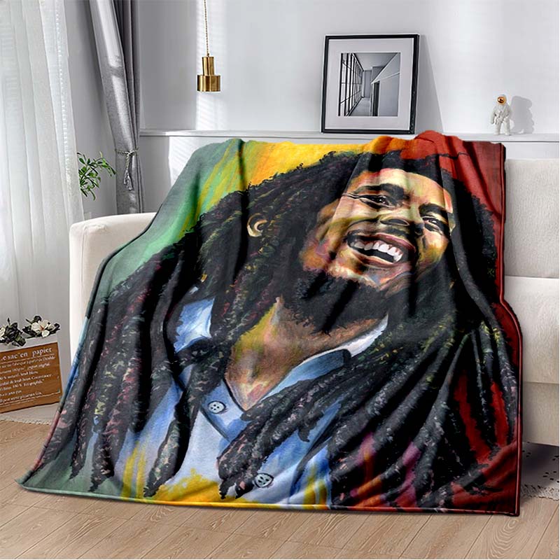 Bob Marley Album Blanket Reggae Music Jamaican Style Soft Flannel Blanket Home Sofa Bed Cover Warm Travel Christmas Gift Blanket
