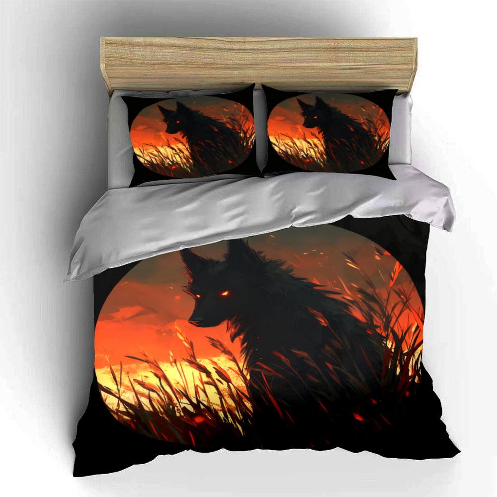 Wild Wolf Decorative Set Soft Comfortable Duvet Cover Bedding Set Included 1*Duvet Cover & 2*Pillowcases, Gift