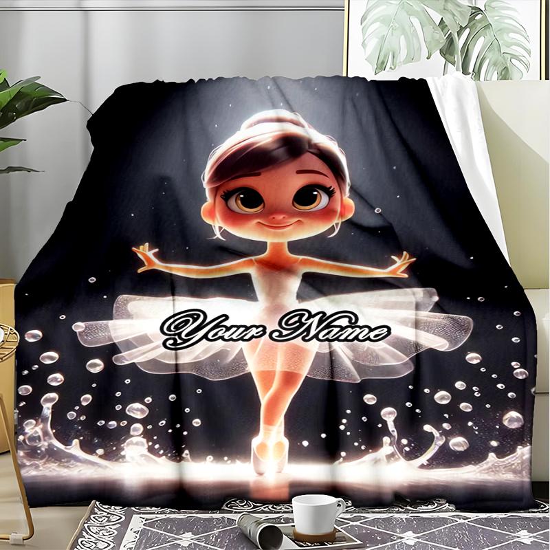 1PC Custom Name Ballerina Dreams Spotlight outdooor Flannel blankets Patterns Throw Blanket All-Season Soft Gift for Couch, Bed, Camping gifts