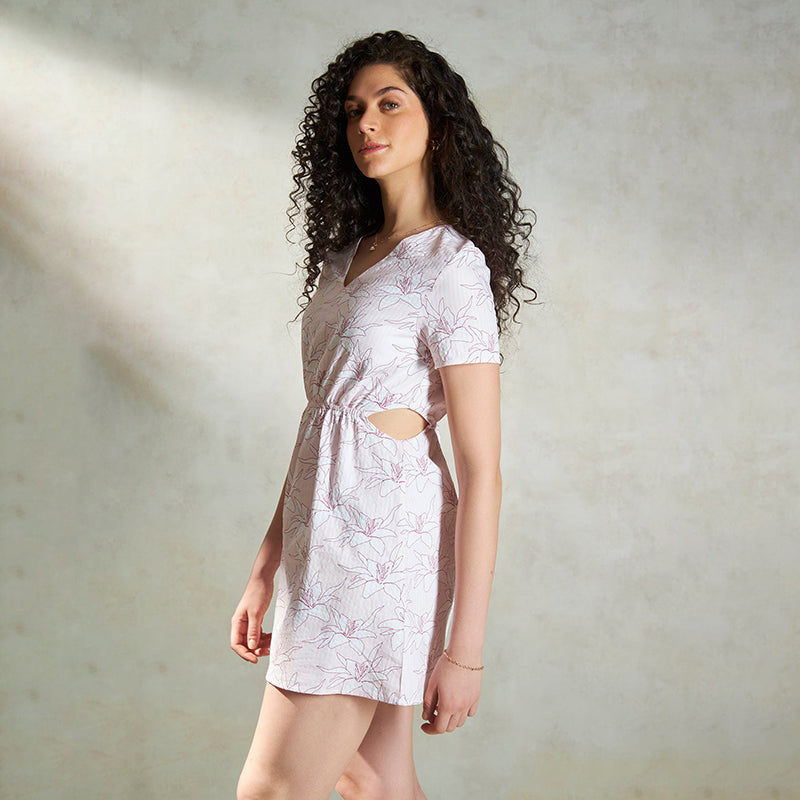 Virgio Women Mini Length Regular Fit And Flare Fit V-Neck Dress