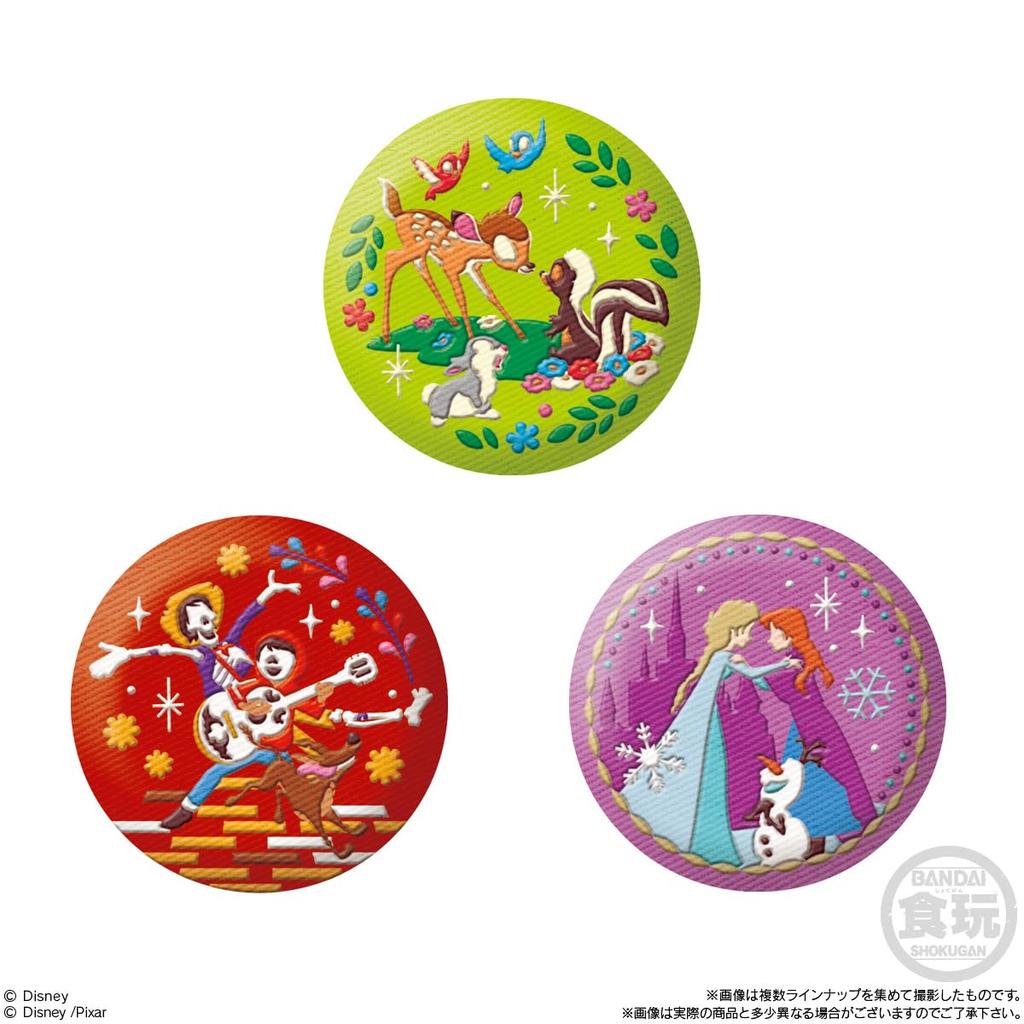 BANDAI Disney Characters Embroidered Can Badge Biscuit 2 Candy Toy Set of [Box 12]