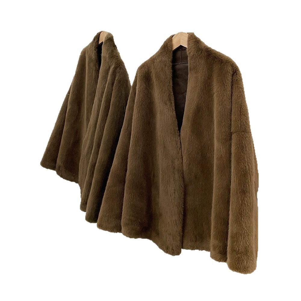 New thickened medium and long imitation mink plush coat with integrated fur and environmentally friendly fur coat for women