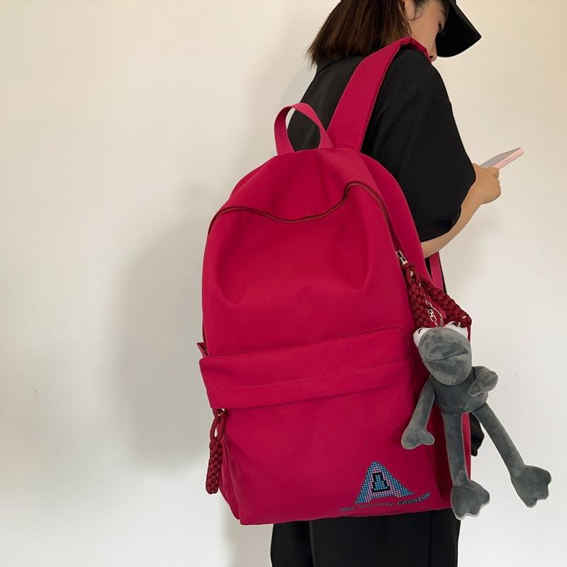 Student School Bag Women's Large Capacity Backpack Solid Color Men's Backpack