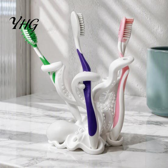 Artistic Table Ornaments 3D Printed Octopus Toothbrush Holder, Creative Space Saving Desk Organizer, Durable Small Item Organizer PLA Material Stable