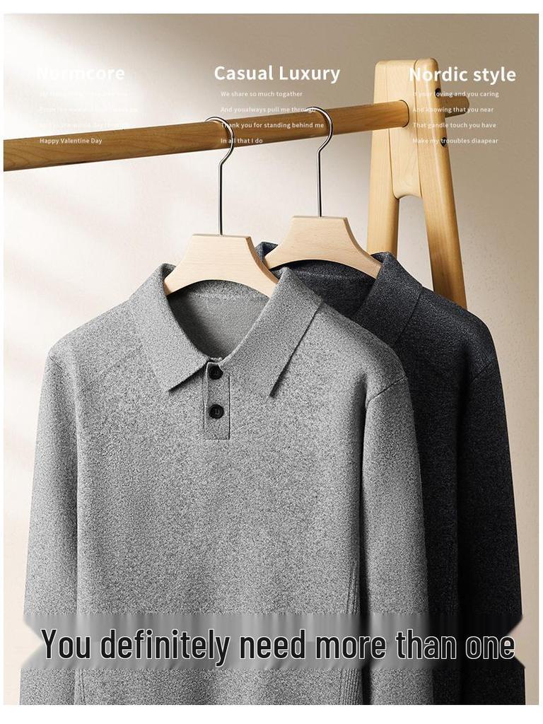 Fat Brother 2025 Plus Size Men's Polo Collar Fleece Knitwear - Thick Winter Woolen Layer