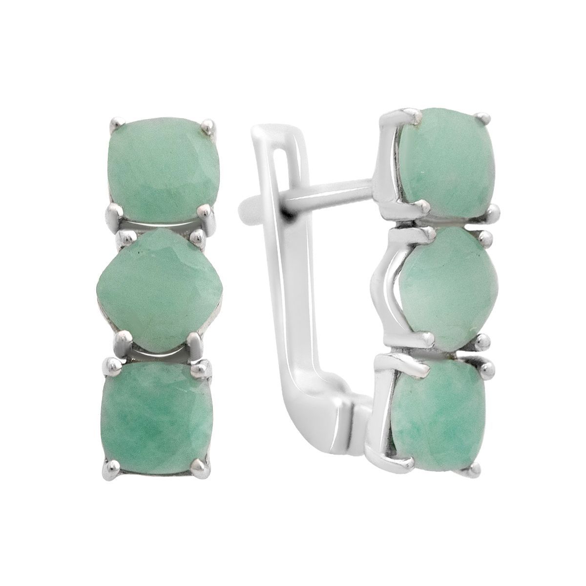 

Срібні сережки з натуральним смарагдом 3.24ct (2146940) смарагдовий