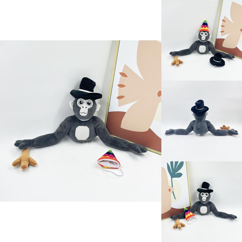 Nová plyšová hračka Monke z Gorilla Tag, plyšák s kloboukem, výška 25 cm