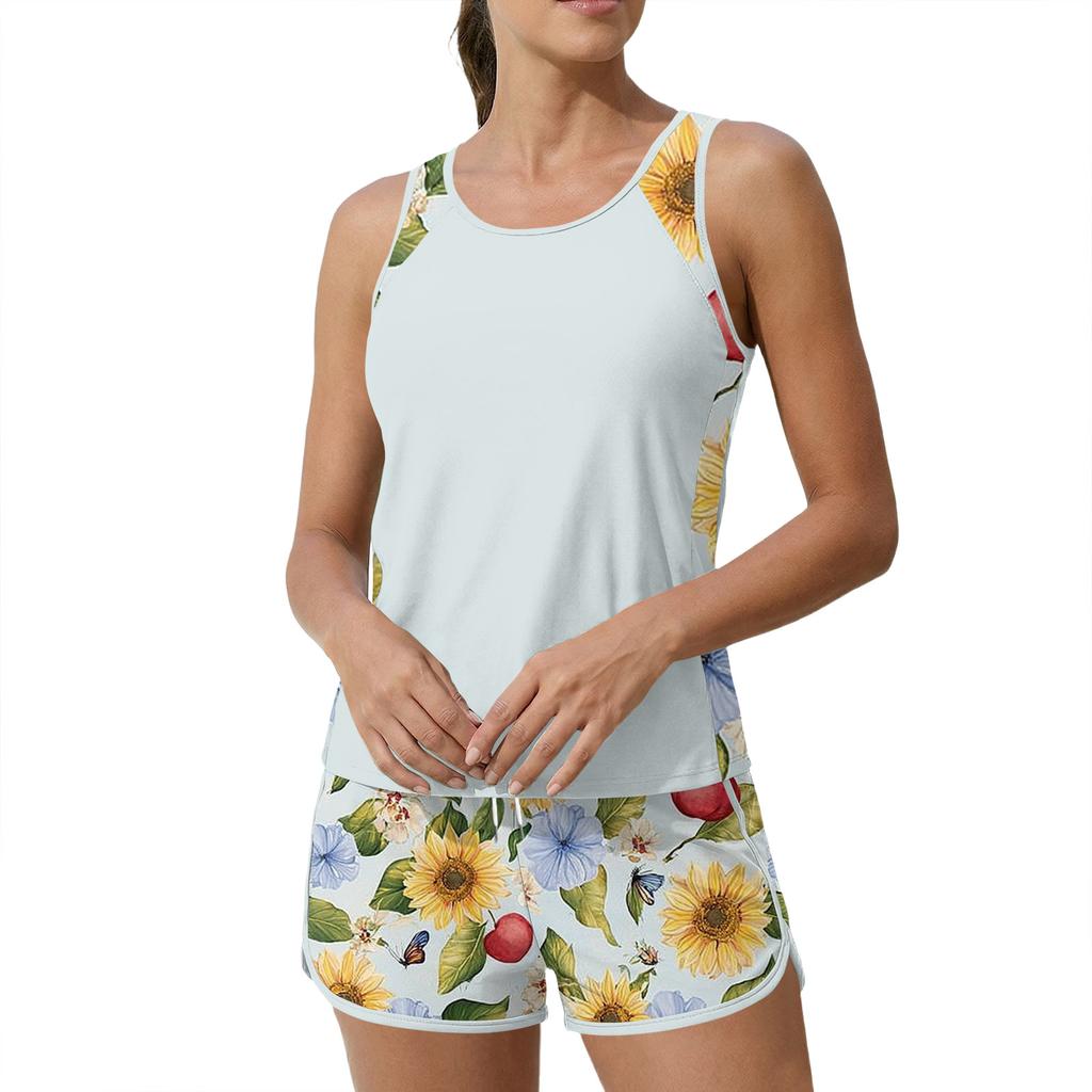 Women's Hawaiian Print Split Swimsuit Sport Swimsuit