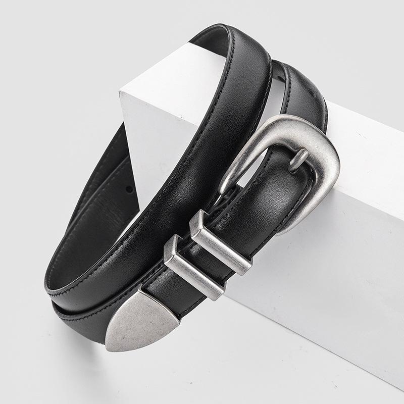 Women's leather versatile decorative horseshoe buckle, thin with jeans cowhide belt, women's trend