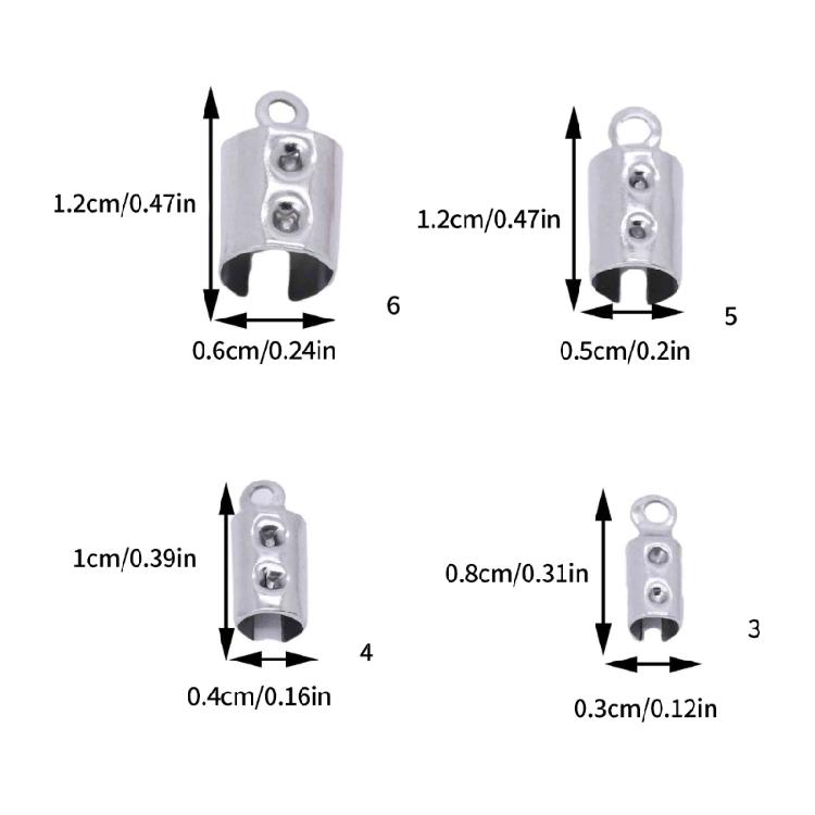 Stainless Steel Rope Clamp Jewelry Tool Leather Cord Crimp Beads Ends Caps Fastener Bracelet Bracelet Connectors