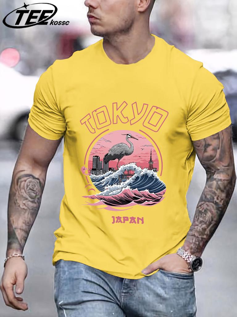 Tokyo Japan Harajuku Kran Wellen T-Shirt Herren Sommer Mode T-Shirt Baumwolle Freizeitkleidung Bequem Weich Männlich Kurzarm