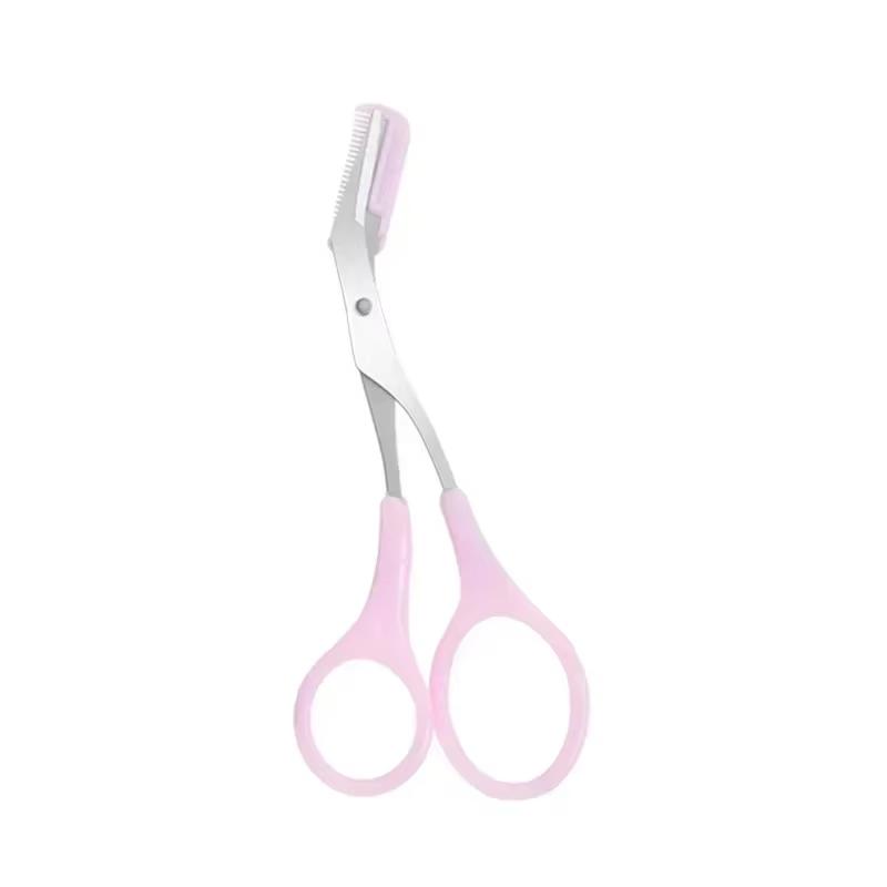 Eyebrow Trimmer Scissor with Comb Female Male Eyebrow Eyelash Scissors Safety Stainless Steel Face Razor Makeup Beauty Scissors