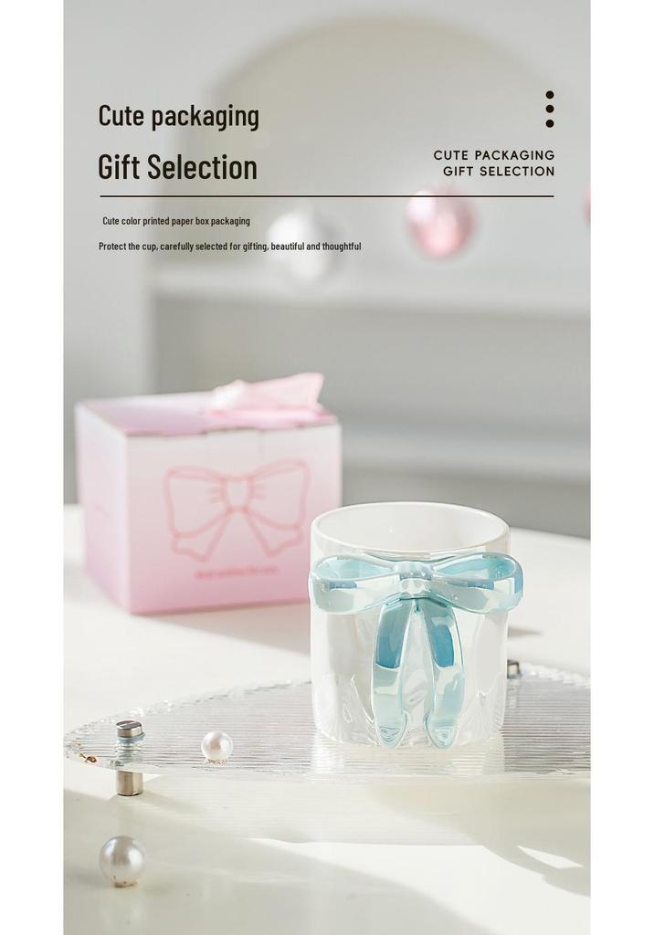 Elegant Bow Ceramic Mug - Luxury Gift for Friends and Office
