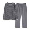 Pajamas Men'S Spring And Autumn Modal Cotton Long Sleeve Casual Large Size Striped Loungewear Set