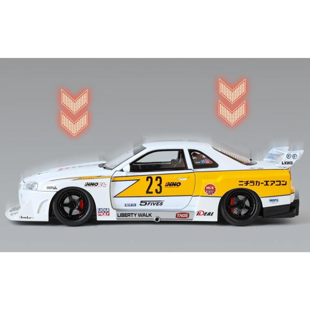 1/24 Nissan Skyline GTR-R34 S15 Alloy Racing Car Modified Vehicles Diecast Metal Car Model Sound and Light Childrens Toy Gift C354