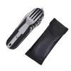 7-In-1Stainless Steel Multifunctional Tableware Set For Outdoor Activities Camping Cutlery Folding Knife Fork Spoon Outdoor Tool