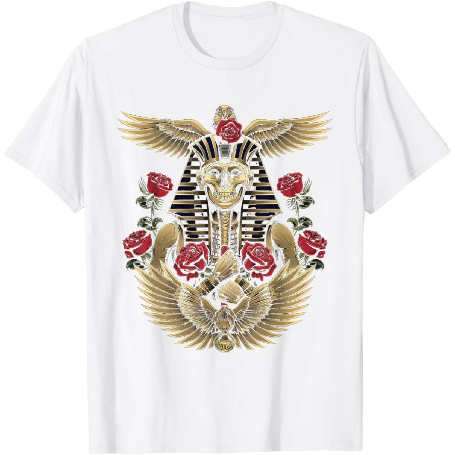 египетский древний фараон с розами сфинкс египетская футболка(10) S
