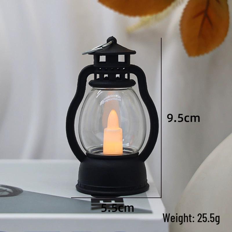 LED Retro Small Horse Lamp: Hand-Held Electronic Candle, Christmas Decoration, Plastic Oil Lamp, Wind-Resistant Night Light, Luminous Ornament.