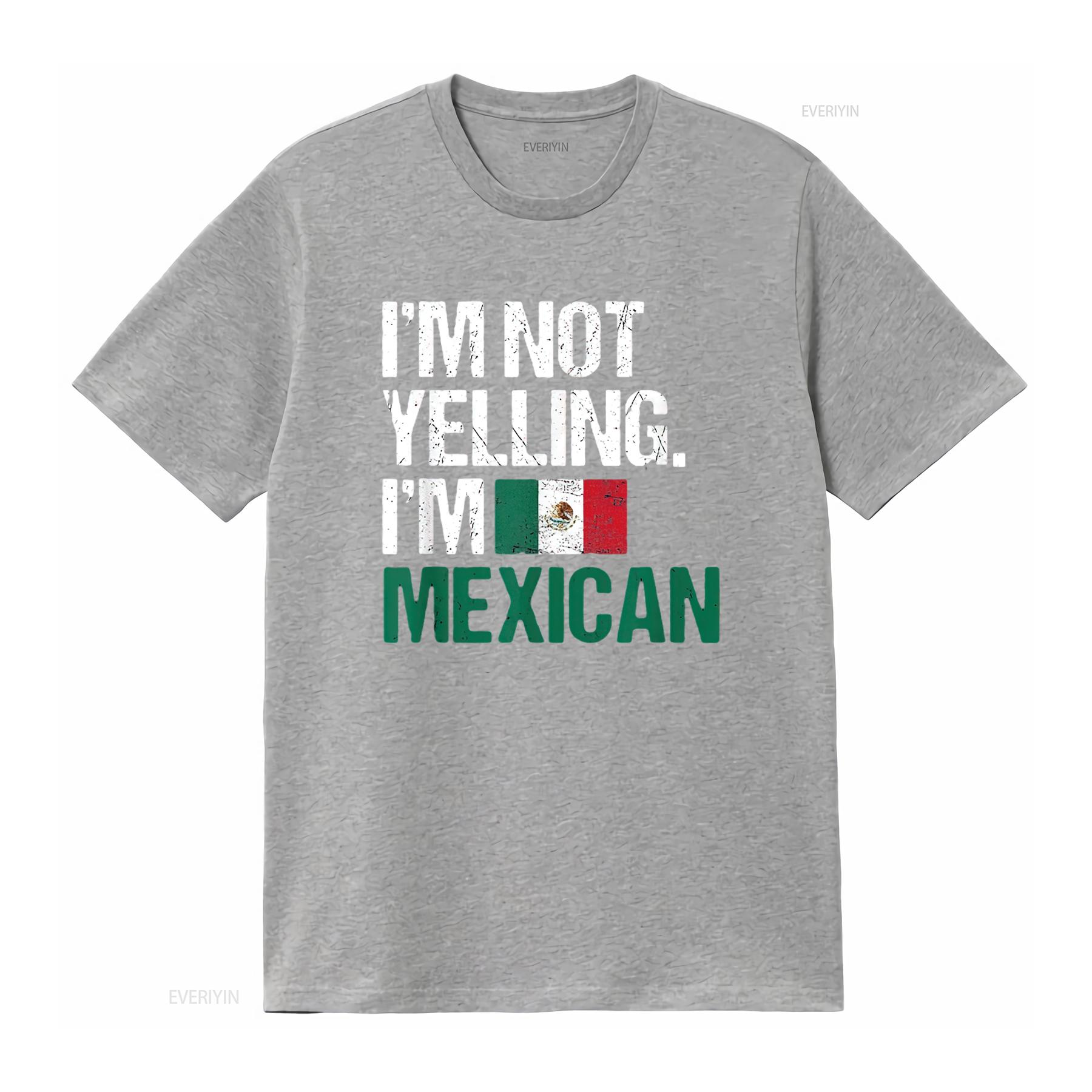 

Mens I M Not Yelling Im Mexican T Shirt Black Small vintage Washed homme Breathable Unisex streetwear Soft fashion S