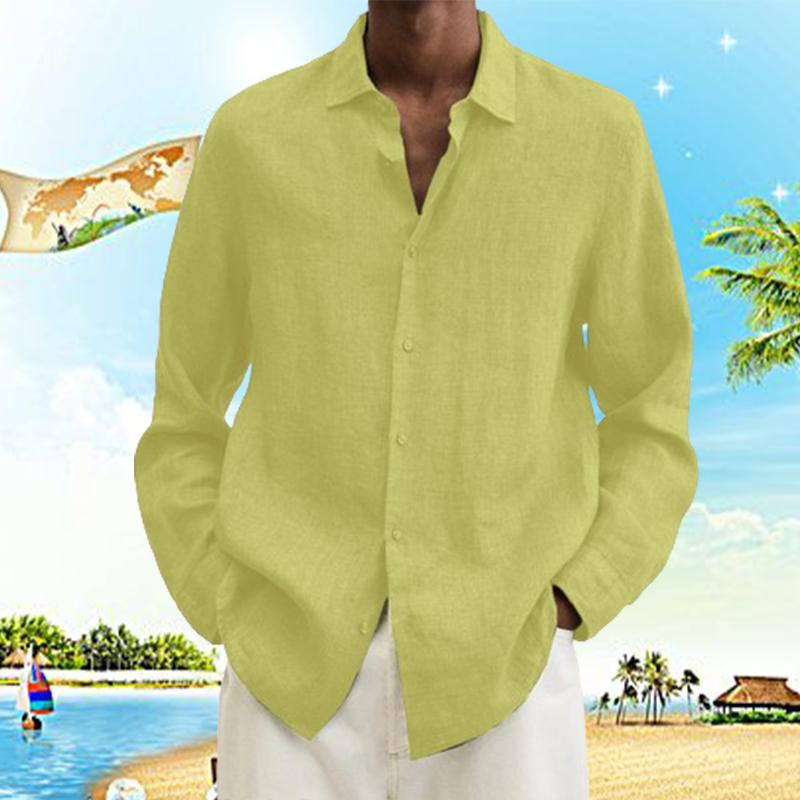 Men's Casual Cotton Linen Shirts Oversized Solid Long Sleeve Loose T-Shirt Tops Male Spring Autumn Fashion Men Shirts