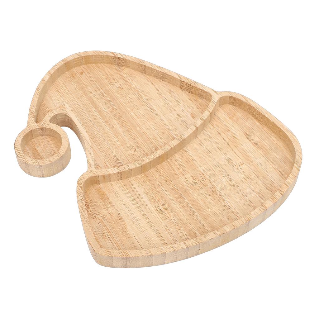 Santa Hat Serving Tray Wooden Dish Platter for Dessert Nuts Storage Holiday Decoration