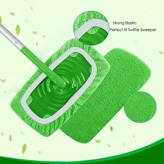 Yousheng Lot de 4 housses de balai pour petites et grandes planches, garniture élastique, nettoyage en profondeur, tampons de balai lavables et réutilisables pour Swiffer