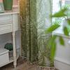 Green Maple Leaf Semi-Blackout Rod Pocket Curtain