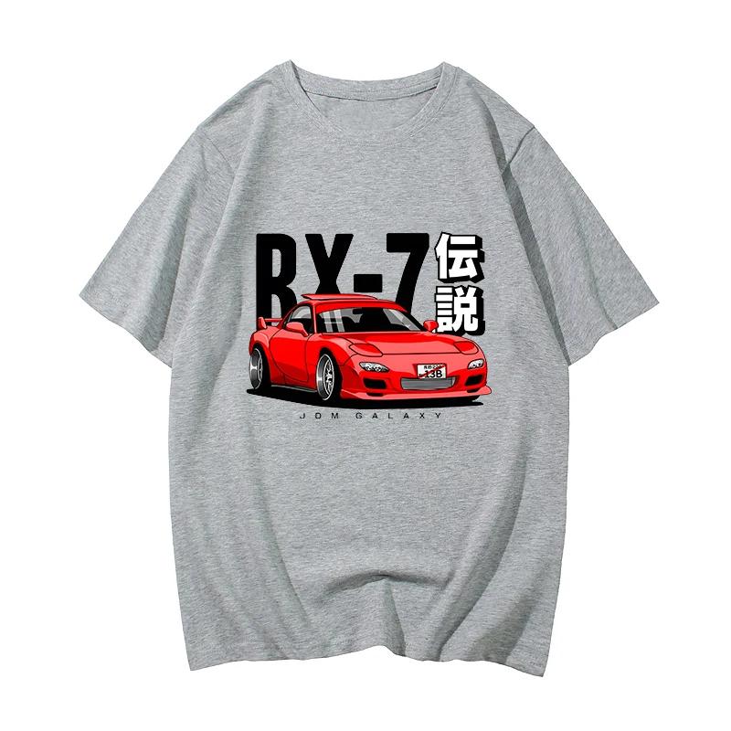 Mode RX7 Auto FD Legende T-Shirt Baumwolle JDM Oberteile Neuer Stil Sommer O-Ausschnitt Herren T-Shirts Lustiger Druck EU-Größe Japanische Streetwear