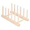 Bamboo Dish Plate Lightweight Portable Environmental Friendly Durable Pine Wood Dish Rack5 Grids 23cm