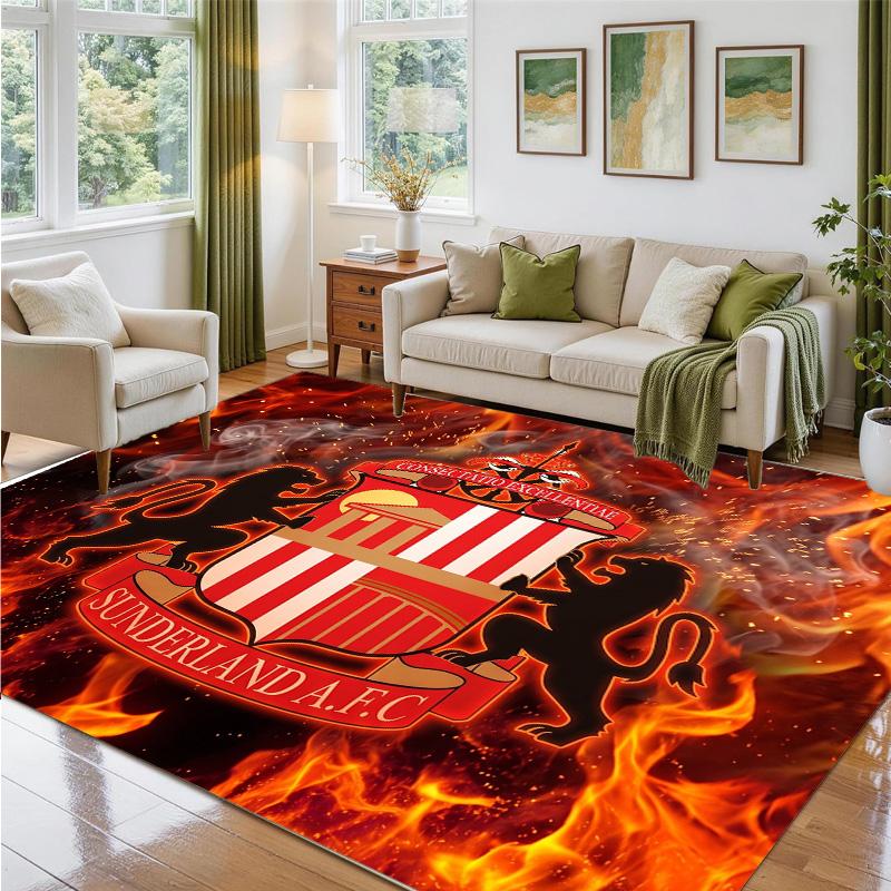 Sunderland Football Design Crystal Velvet Rug Soft Decorative Mat for Bedroom Entrance