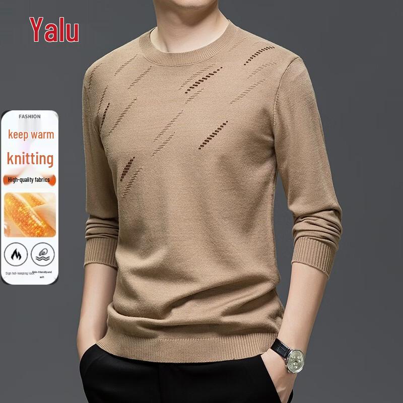 Yalu Men's Casual Crew Neck Long-Sleeve Knit Pullover